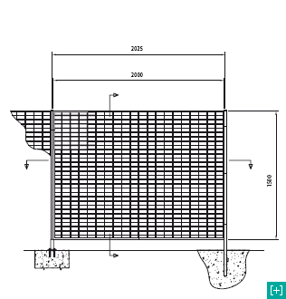 Clôture horizontale avec vue de face pour la maille 100 x 50 h 28