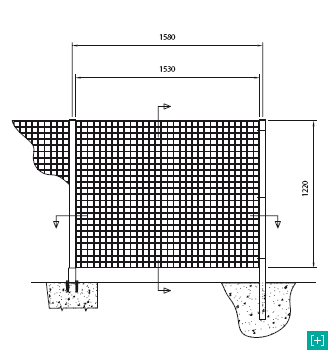 Clôture horizontale avec vue de face pour la maille 50 x 50 h 15