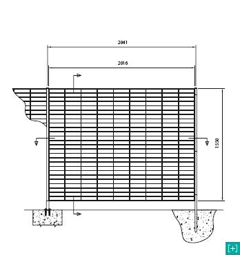 Clôture horizontale avec vue de face pour la maille 220 x 60 h 40