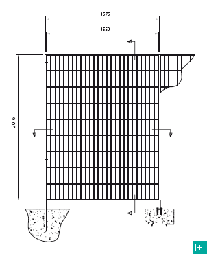 Clôture verticale avec vue de face pour la maille 220 x 60 h 40