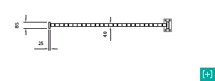 Clôture verticale avec vue de face section supérieure pour la maille 220 x 60 h 40